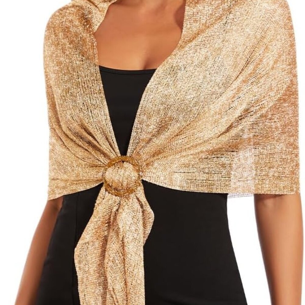 Sparkling Metallic Shawls and Wraps with Buckle,for Evening Dresses Party Weddin
